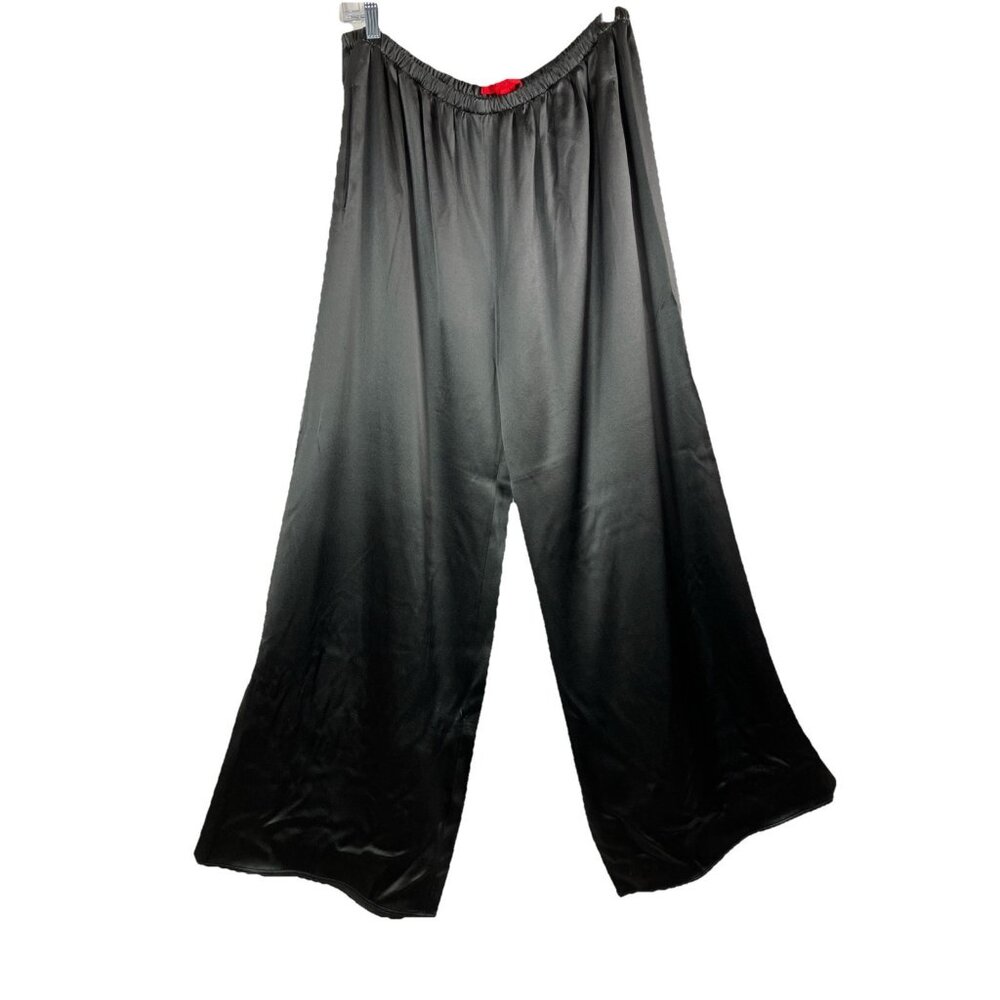 Sz 3 Nwt $790 Shamask Gray 100% Silk Satin Pants Wide Leg Medium - Heavy